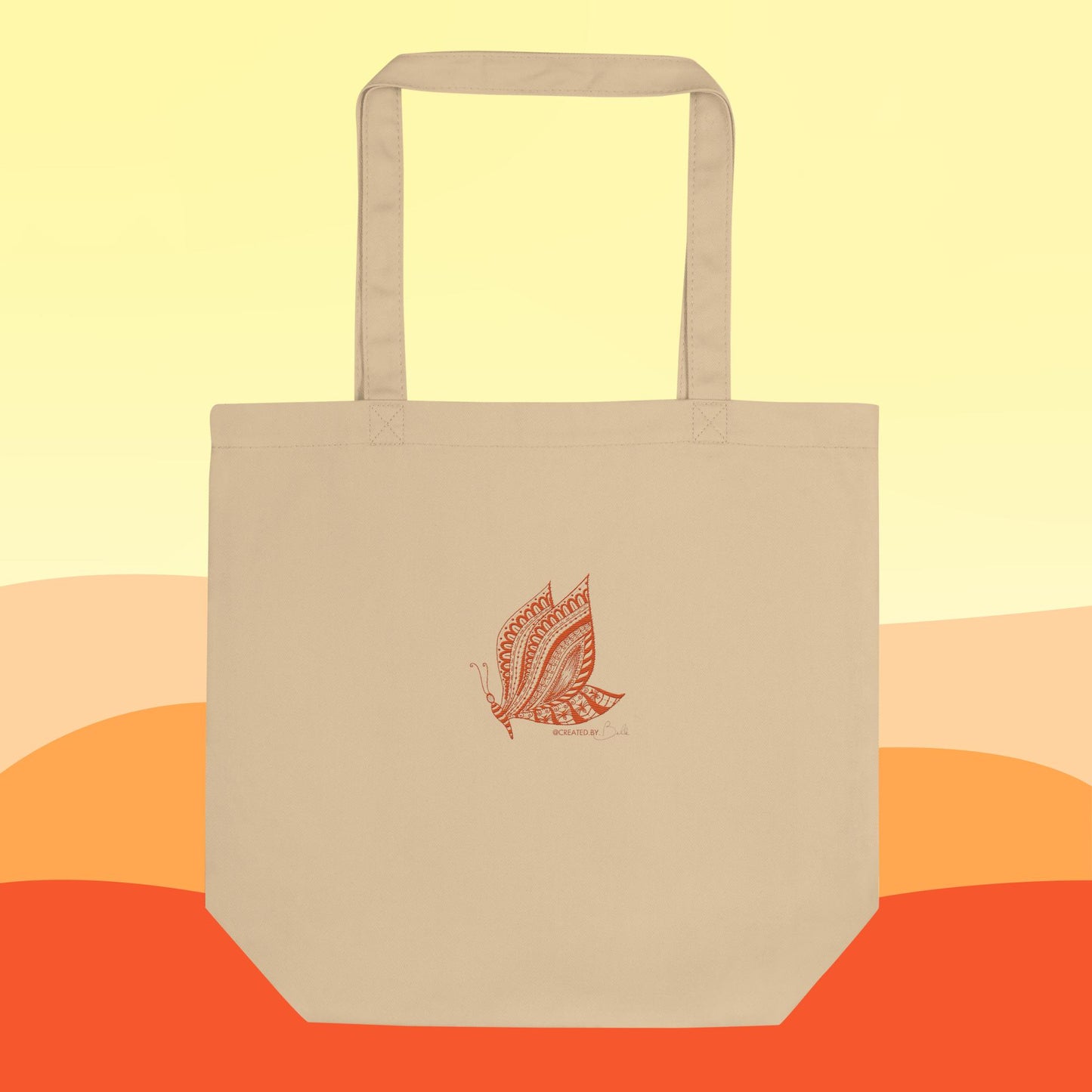 The Butterfly: Embroidered Eco Tote Bag in Orange