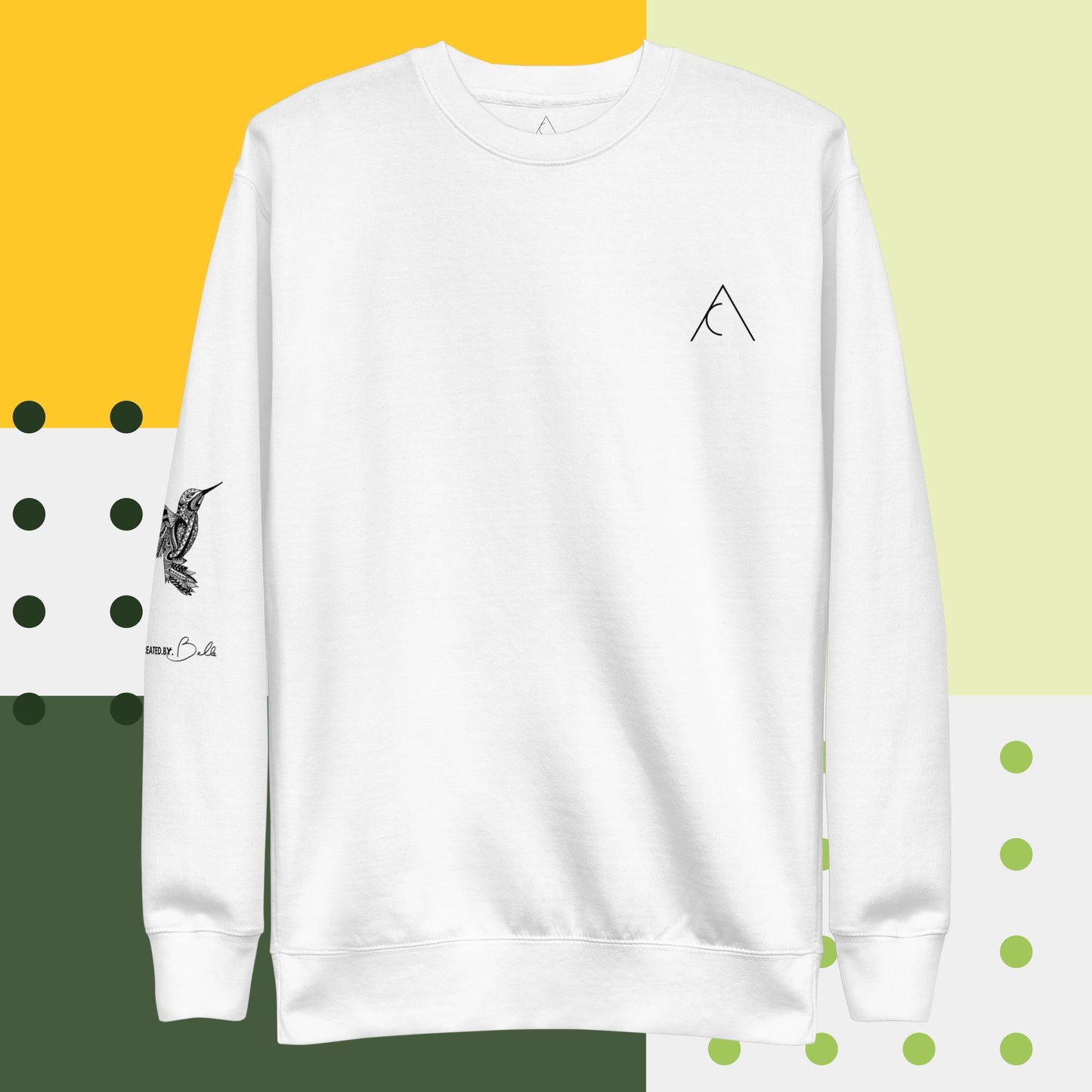 The Bird: Unisex Premium Sweatshirt with Sleeve Print